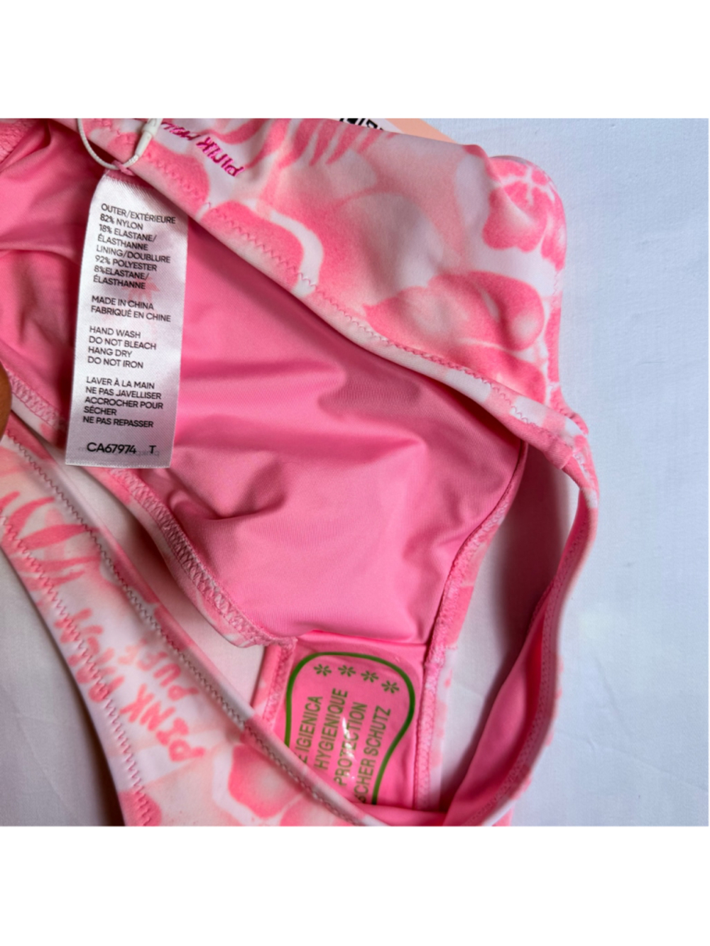 Pink Palm Puff Bikini Set XS Cleo Tropical Floral Adjustable NWT Swimsuit Beach - Picture 3 of 8